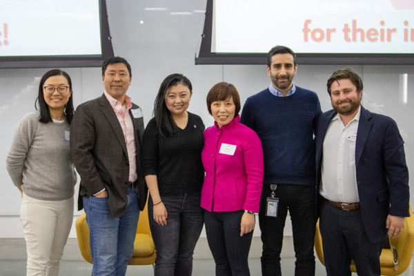 Beth Xie, David Cynn, Momo Bi, Alice Li, Fernando Gomez-Baquero with Sponsor Jake Gatof