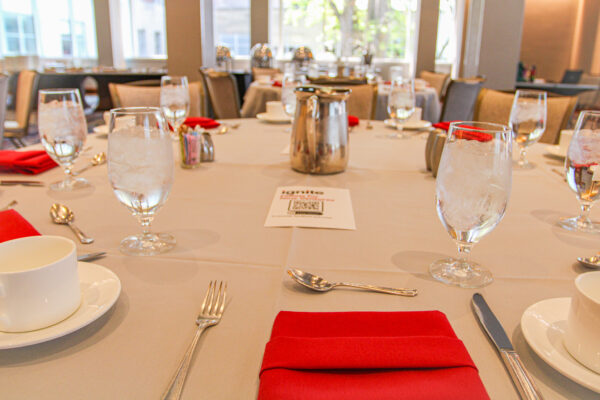 The Statler Ballroom ready to receive attendees