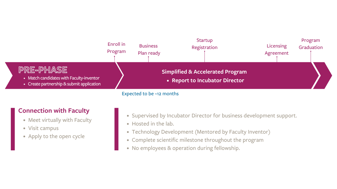 Ignite Fellow for New Ventures program one year duration chart